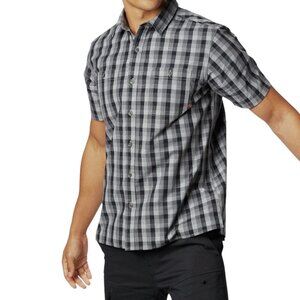 MOUNTAIN HARDWEAR Grey Plaid Short Sleeve Button Up Outdoor size m